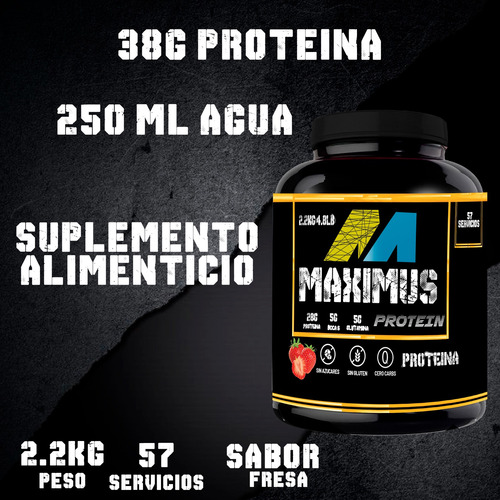 Proteína Maximus Protein 2 Kg 57 Servicios / Sabores Fresa