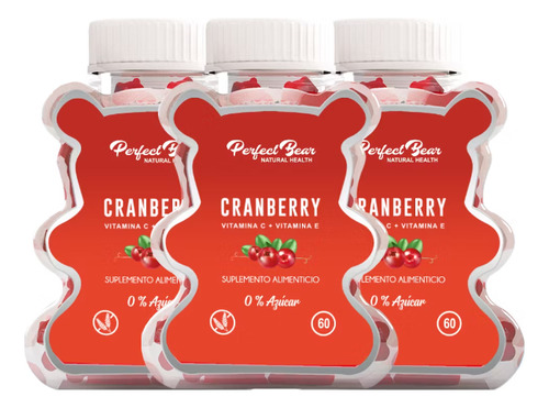 Cranberry Arándanos Rojos Vitamina C, E Gomitas 3 Mes