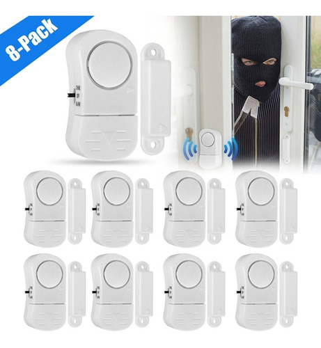 Alarma Sonora Magnética Puerta O Ventana Timbre Pack X 8 Unidades A Pilas Autónoma Domicilio Comercio Pilar