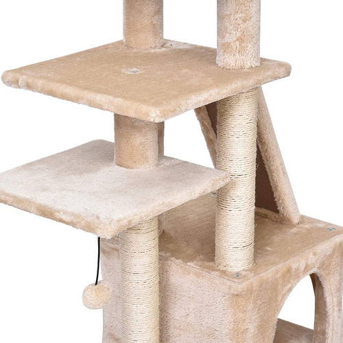 Imagen 2 de 8 de Rascador Torre Casita Gatos 114cm Altura Terciopelo Condo