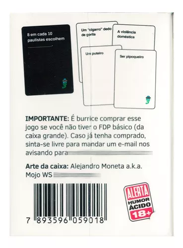 Fdp 3 Foi De Proposito Expansão De Jogo De Cartas Buro em Promoção na  Americanas