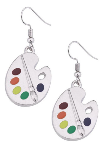 Pendientes Colgantes Con Pincel, Paleta De Pintura Colorida,