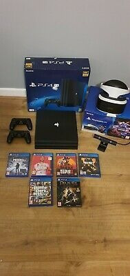 Sony Playstation 4 Pro 1tb Game Console - Black With Vr Head