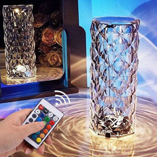 Lámpara De Mesa De Cristal Remote Diamond Touch Rose Lamp De