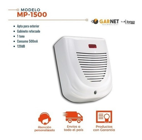 Imagen 2 de 6 de Sirena Exterior Piezoeléctrica Mp-1500 Alarmas Garnet