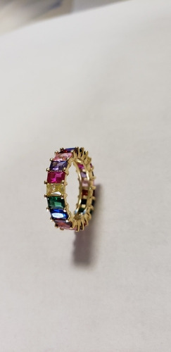 Anillo Rainbow Baño De Oro  Colores 