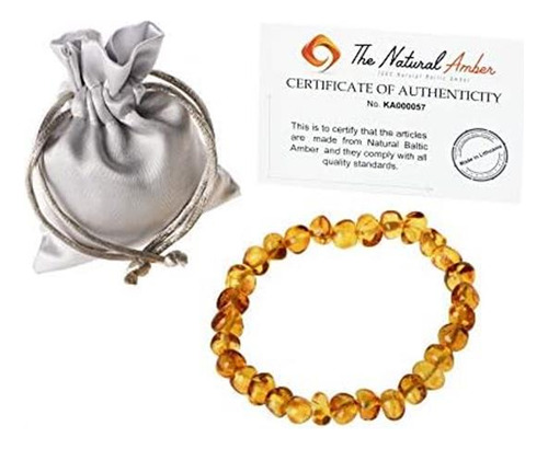 Pulsera De Ámbar Báltico En Banda Elástica - Pulsera De Cuen