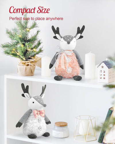 Juego De 2 Gnomos De Navidad De Renos, Hechos Mano, Dis...
