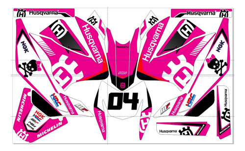 Kit De  Vinil Dm125 Husq-varna Rosa