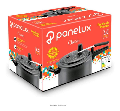 Panela De Pressão Antiaderente 3l Magnific Grafite Panelux Cor Preto