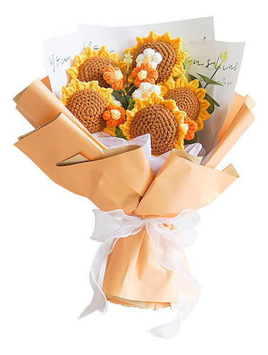 Mini Ramo De Flores Tejido A Mano, Ramo De Punto Hecho A