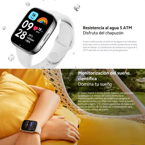 Xiaomi Redmi Watch 3 Active Smart Watch Fitness Tracker con 100 modos  deportivos, monitor de sueño de frecuencia cardíaca de oxígeno en sangre,  reloj