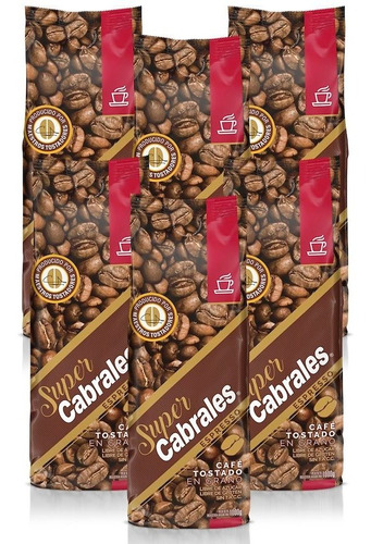 6x Cafe Grano Super Cabrales Espresso 1kg 6kg Tostado