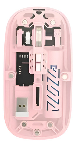 Mouse Inalambrico 2.4g Y Bluetooth Recargable Transparente Rosa