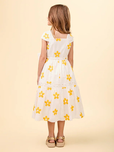 Vestido Com Bordado Floral Animê