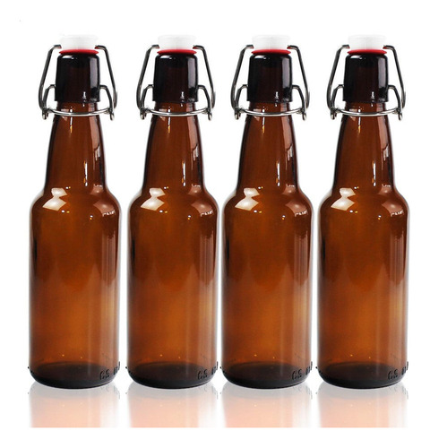 Imagen 2 de 6 de 6 Botellas De Vidrio Ambar + Tapón Mecánico 330ml