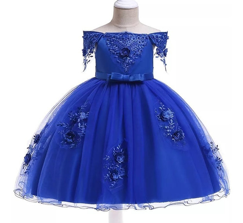 Vestido De Niña De Fiesta Mini-mi Modelo Isabella Azul