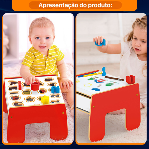 Mesinha Didática Infantil 2 Em 1 Desenho E Lógica Junges
