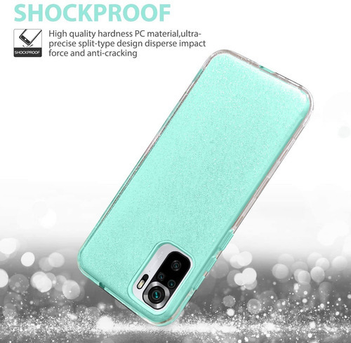 Kit Mica Cristal + Funda Xiaomi Rigida Tres Piezas Mujer Color Azul Claro Modelo De La Funda Poco M3 Pro 5g