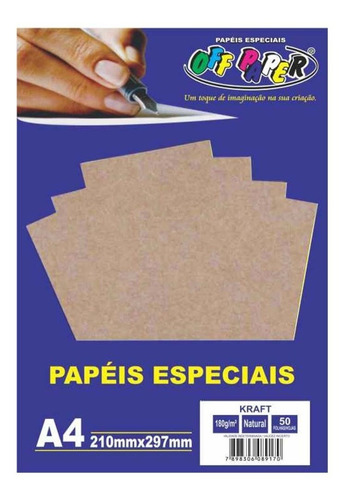 Papel Kraft A4 Natural 180g Off Paper 50 Folhas