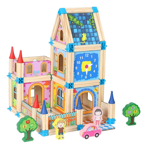 Juguete De Construcción Casa O Castillo- Madera - Bloques