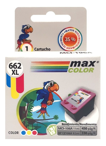 Cartucho Maxcolor Tricolor Compatible Hp Deskjet 3545 Cz106a