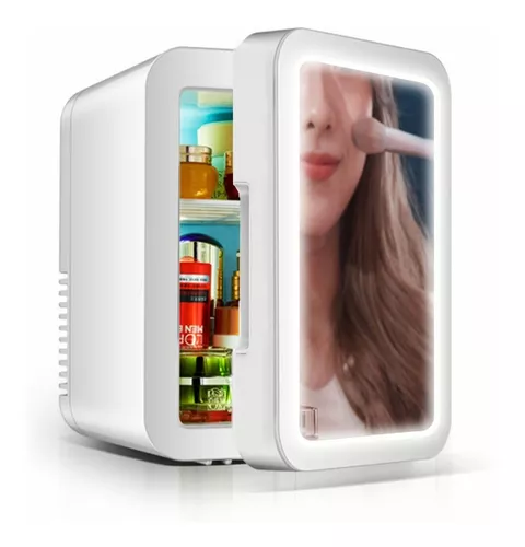 Mini Nevera De Maquillaje Con Espejo De Luz Led Refrigerador De Belleza  Portátil