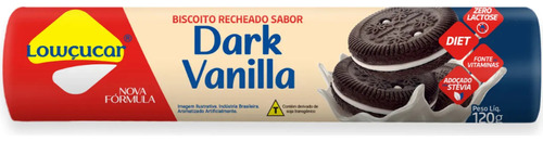 Lowçucar biscoito recheado de dark vanilla zero açúcar 120g