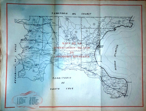 Mapa Gobernación Militar De Comodoro Rivadavia, Patagonia