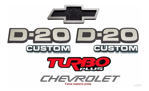 Emblema D20 Custom + Gravata + Turbo + Faixa Preta - 93 À 97
