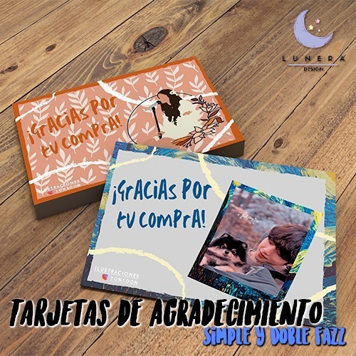 Diseño Tarjetas Agradecimiento | Personales | Simple Doble