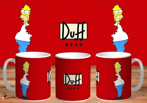 Taza Homero Simpsons Arbusto Duff Beer 4k Art