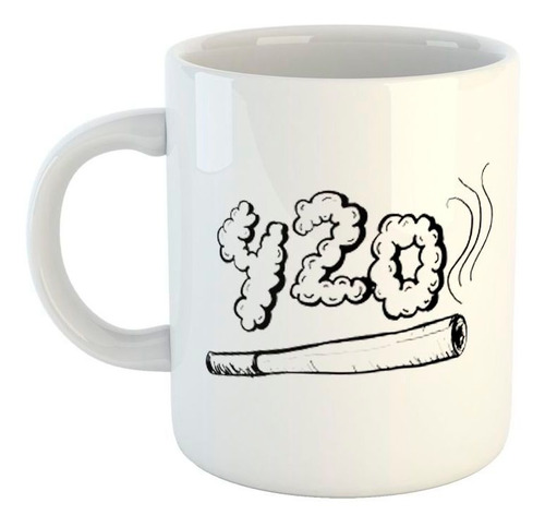 Taza De Ceramica Cannabis Chala Humo Cigarrillos 420 M3