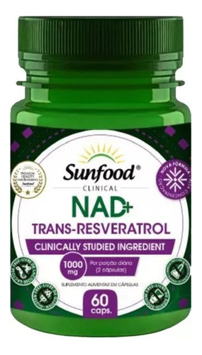 Nad + Trans Resveratrol - 60 Cápsulas Sunfood