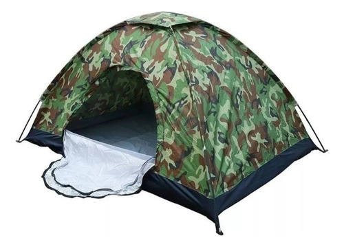 Carpa Camping Camuflada P/6 Personas Super Completa Verde Oscuro