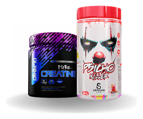 Psicho Killer 294g Demons + Creatina Pura 300g Dynamo Labz Sabor Fruit Punch
