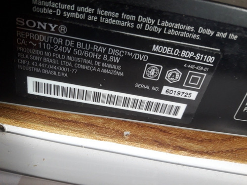 Aparelho De Blu-ray Sony Bdps-s100 Com Acesso A Internet
