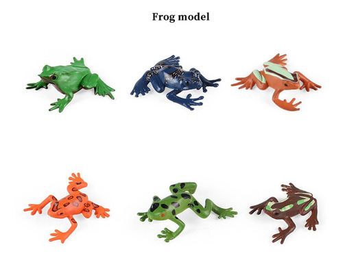 6 Piezas Simulación Animales Rana Bosque Creativo Anfibios