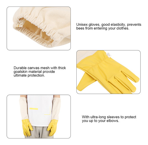 Par De Guantes Bee Con Puños Elásticos Antipicaduras Y Manga