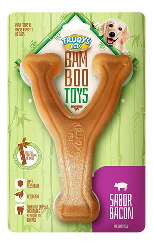 Brinquedo Osso Bamboo Sabor Bacon Forquilha Pequeno Trugys