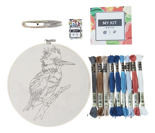 Kit De Bordado Pájaro Chileno Martín Pescador