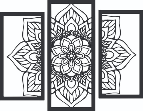 Imagen 1 de 2 de Cuadro Triptico Mandala Mdf L22