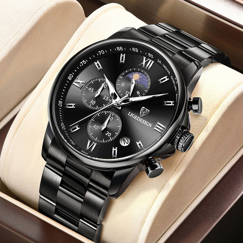 Relojes Para Hombre Lige Casual Acero Reloj Impermeable