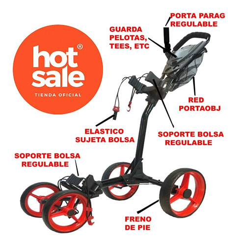 Imagen 2 de 7 de Carro Manual Golf 4 Ruedas Powerbilt 30% Off Imperdible