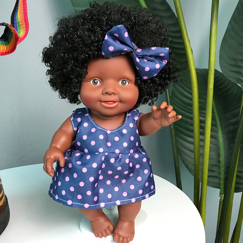 Imagen 2 de 8 de Simulada Muñeca Africana Reborn De Silicona De 10 Pulgadas