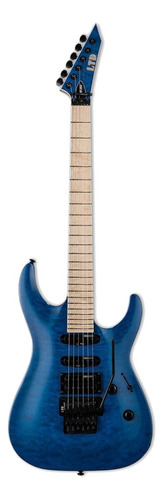 Guitarra elétrica de mogno azul transparente LTD MH Series MH-203QM com escala de ácer