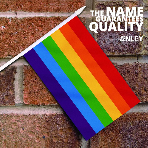 Orgullo Gay Bandera Con Asta, 12x20 Cm Mini Bandera