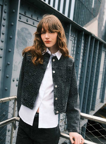 Campera Chaqueta Jacket Importada Jeans Hotfix Stras Brillo
