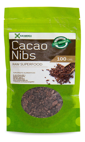 Metabolismo, Quema Calorías, Raw Superfood- Cacao Nibs 100 G Sabor Sin Sabor