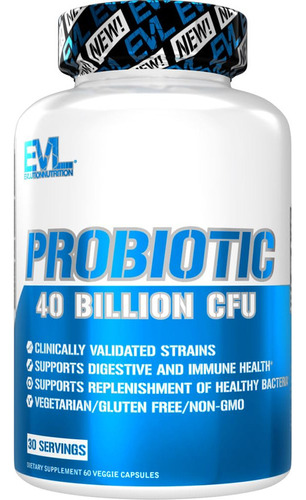 Probiótico Evlution Nutrition - 60 Cápsulas Vegetales Prob